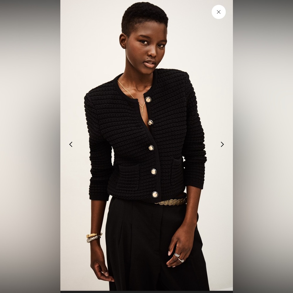 NEW Ba&sh Bash Gaspard Tweed Cardigan Jacket black
